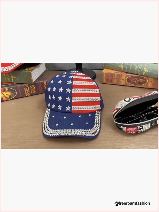 3pk Patriotic Rhinestone Baseball Caps Women Adjustable Trucker Hats USA